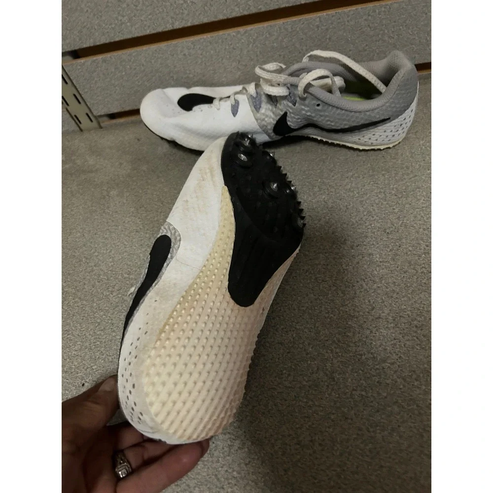 Nike Zoom Rival S 8 Track Spikes White Grey‎ Black Mens 7.5 806554-110